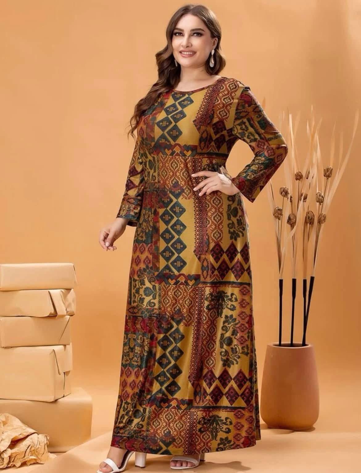 Patchwork Print Maxi Dress