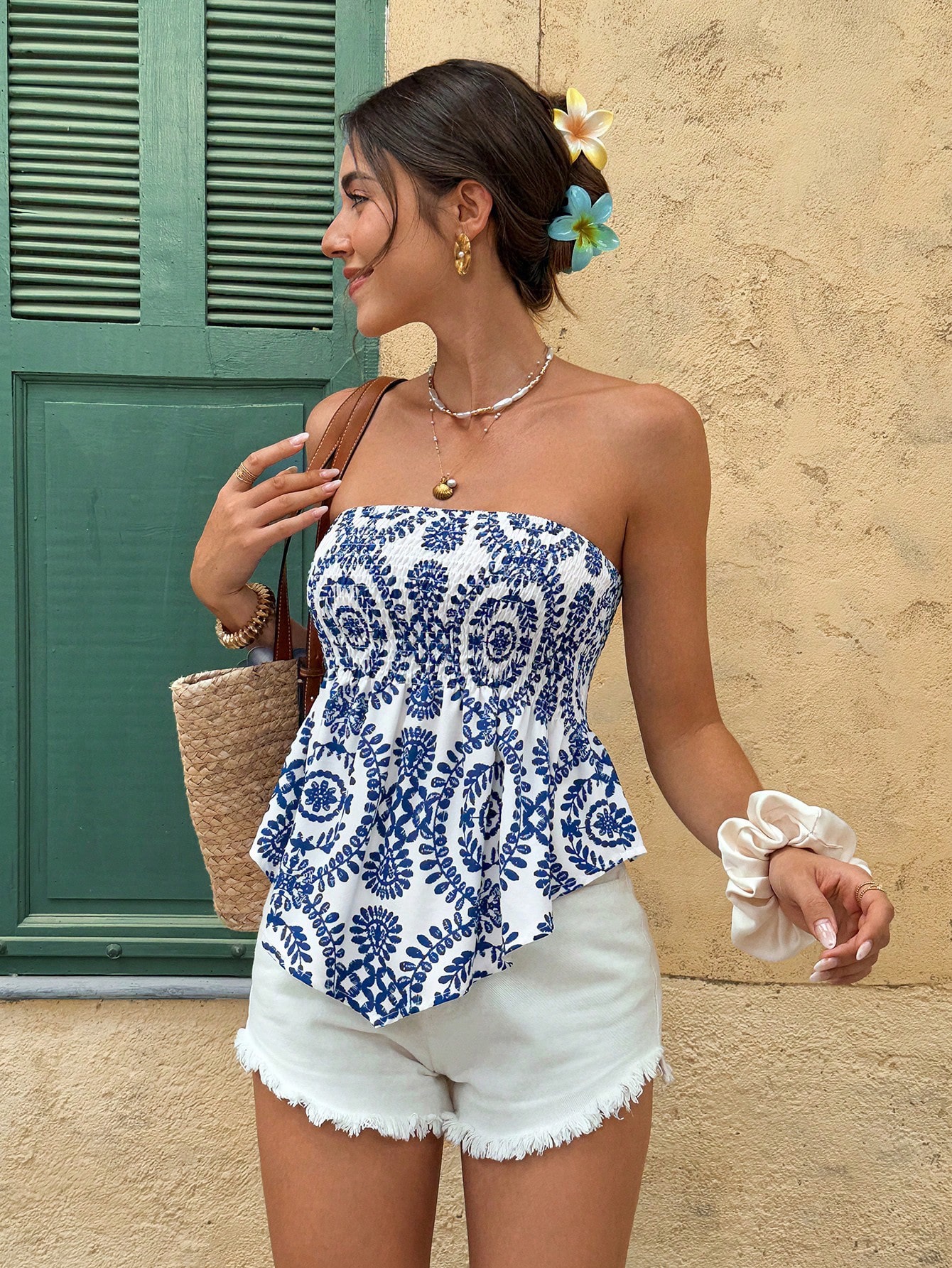 The Serisse Plant Print Tube Top