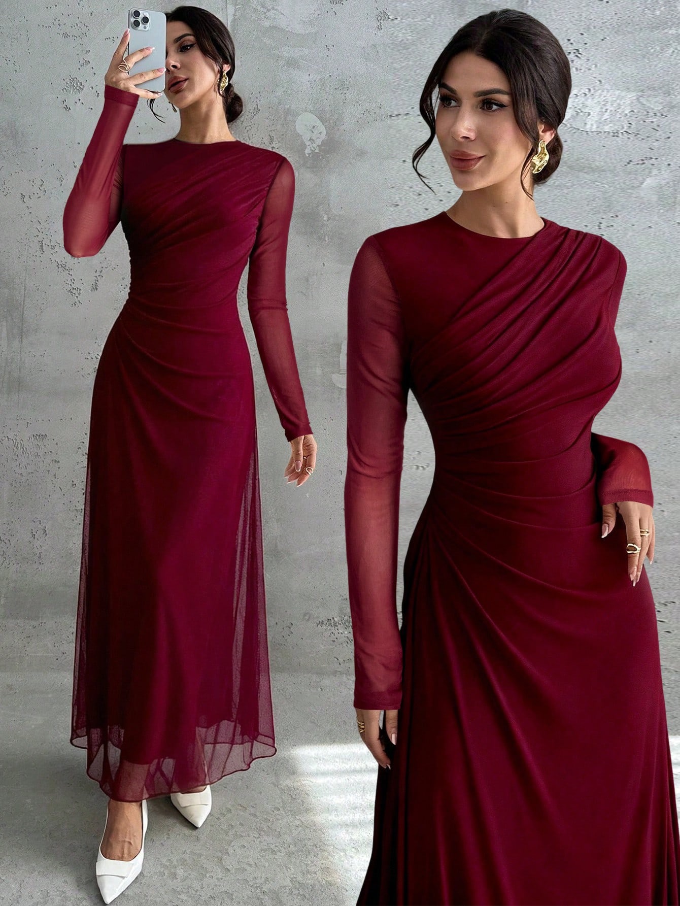 Firerie Women's Elegant Mesh Maxi Dress