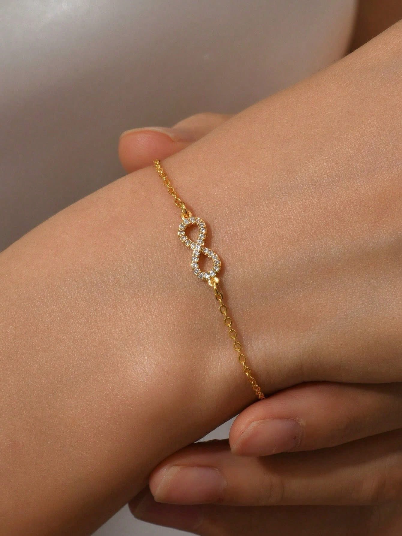 Cubic Zirconia Infinity Bracelet From SHEIN